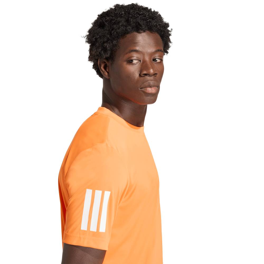 adidas Men's Club 3 Stripe Tee Top (Orange) - RacquetGuys.ca
