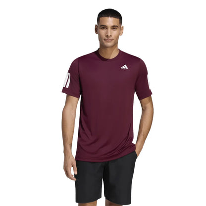 adidas Men's Club 3 Stripe Top (Red) - RacquetGuys.ca