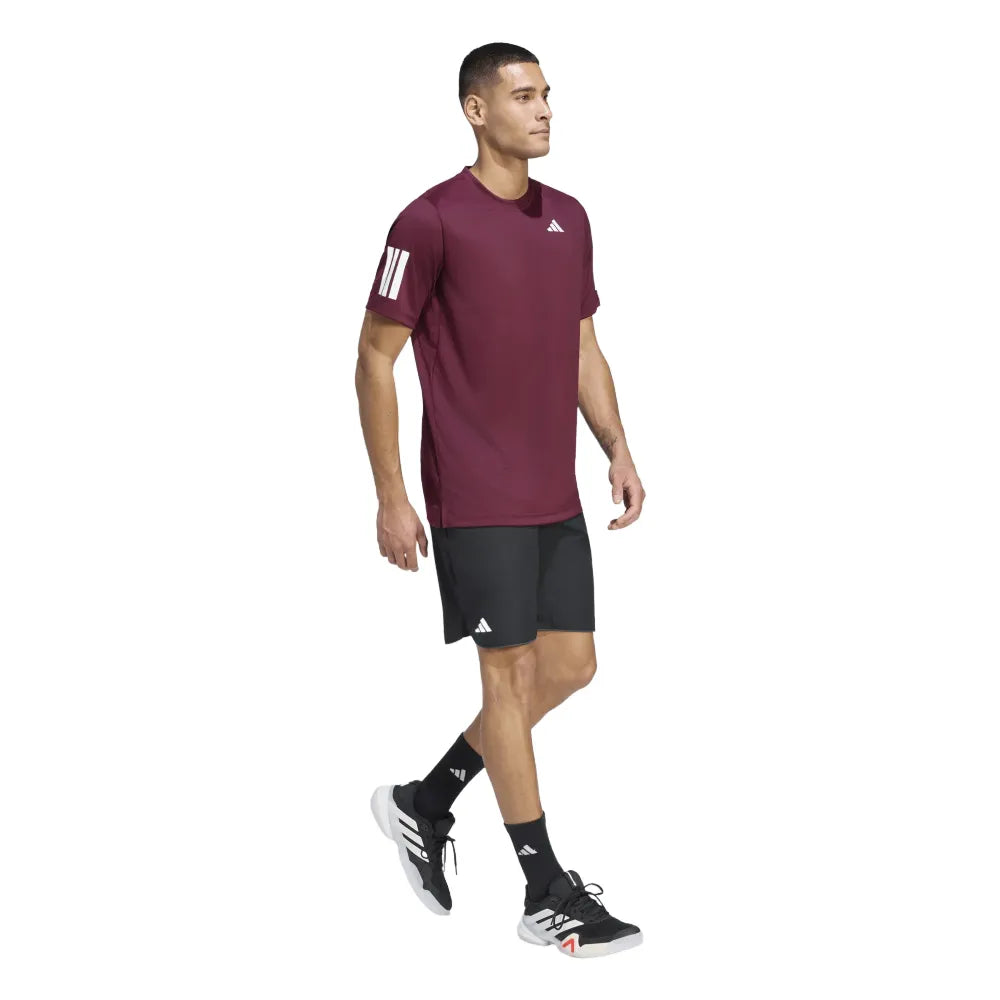 adidas Men's Club 3 Stripe Top (Red) - RacquetGuys.ca