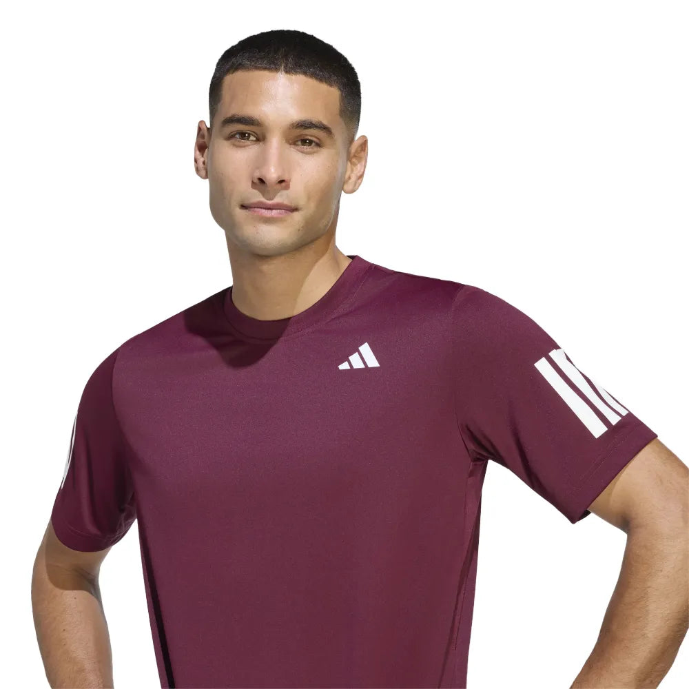 adidas Men's Club 3 Stripe Top (Red) - RacquetGuys.ca