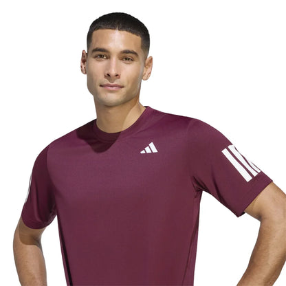 adidas Men's Club 3 Stripe Top (Red) - RacquetGuys.ca