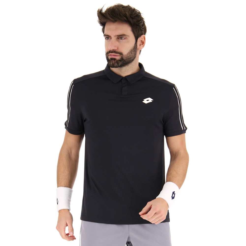 Lotto Men's  Squadra II Polo Top (Black) - RacquetGuys.ca