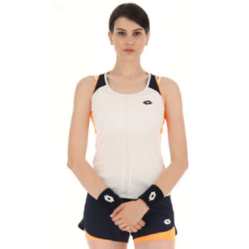 Lotto Women's Top IV Tank Top (Bright White/Orange) - RacquetGuys.ca