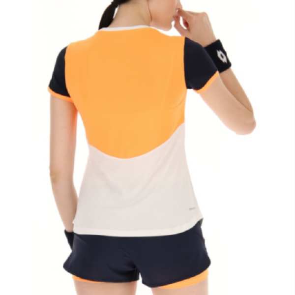 Lotto Women's Top IV Tee Top (Bright White/Orange) - RacquetGuys.ca