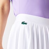 Lacoste Women's Built-In Shorty Pleated Skirt (White/Green) - RacquetGuys.ca