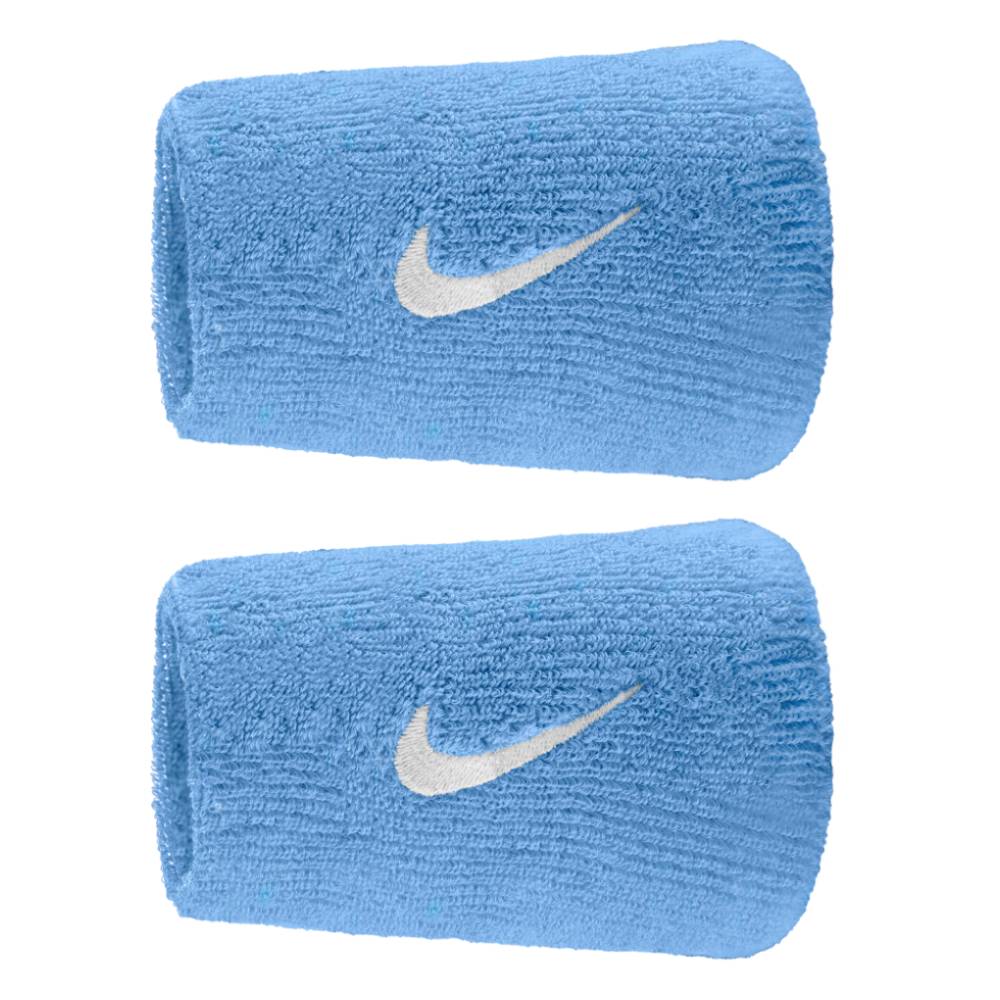 Nike Swoosh Doublewide Wristbands 2 Pack University Blue White RacquetGuys