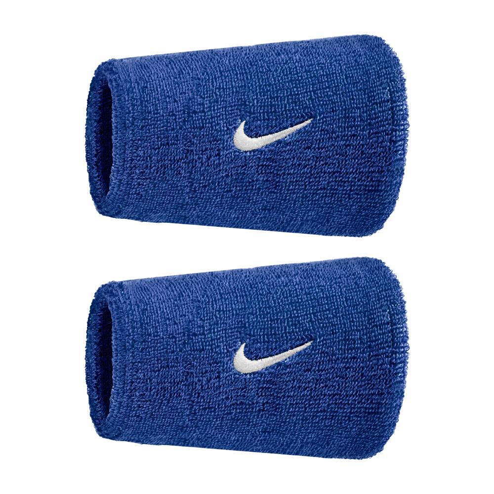 Nike Swoosh Classic Doublewide Wristbands 2 PK (Game Royal/White) - RacquetGuys.ca