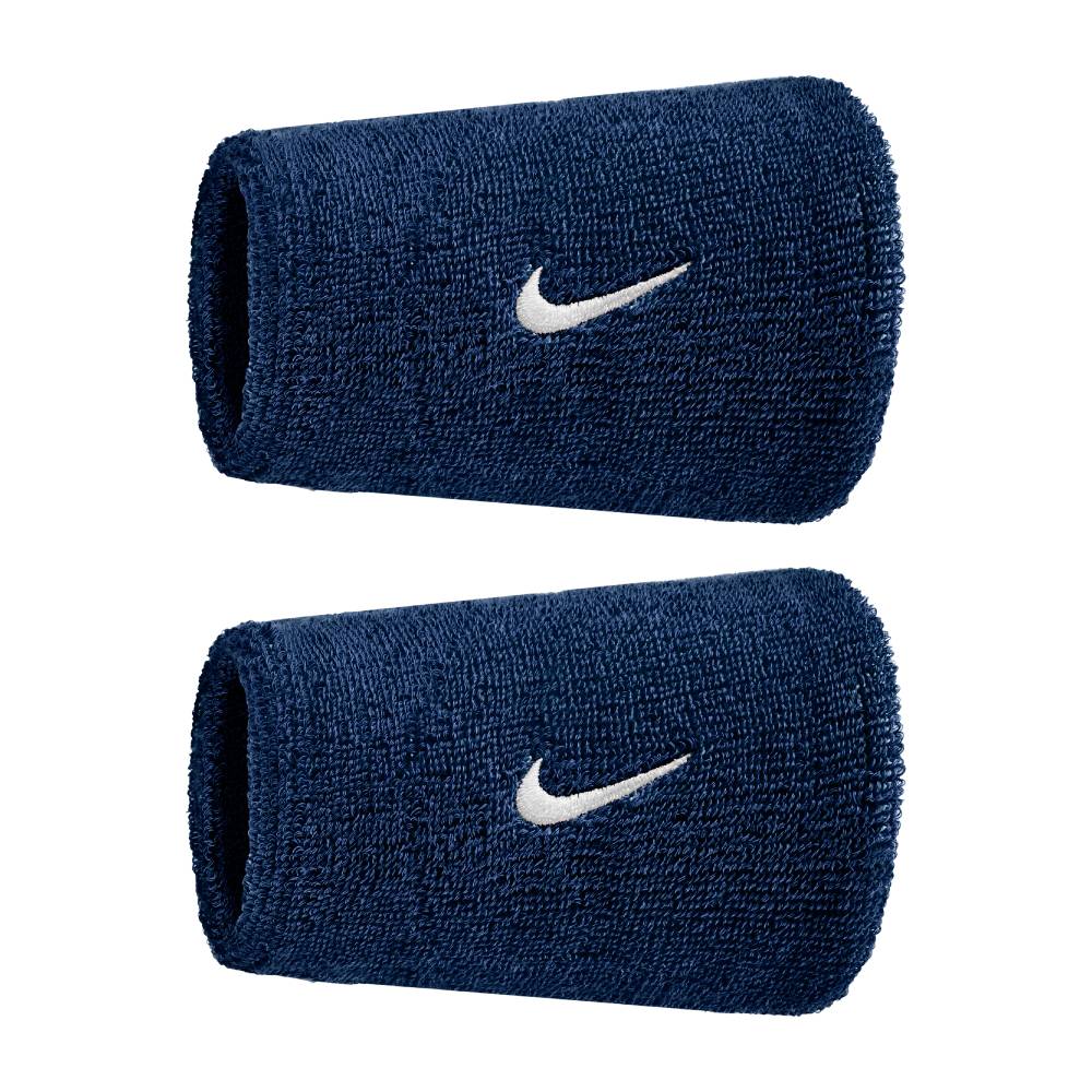 Nike Swoosh Classic Doublewide Wristbands 2 PK (College Navy/White) - RacquetGuys.ca