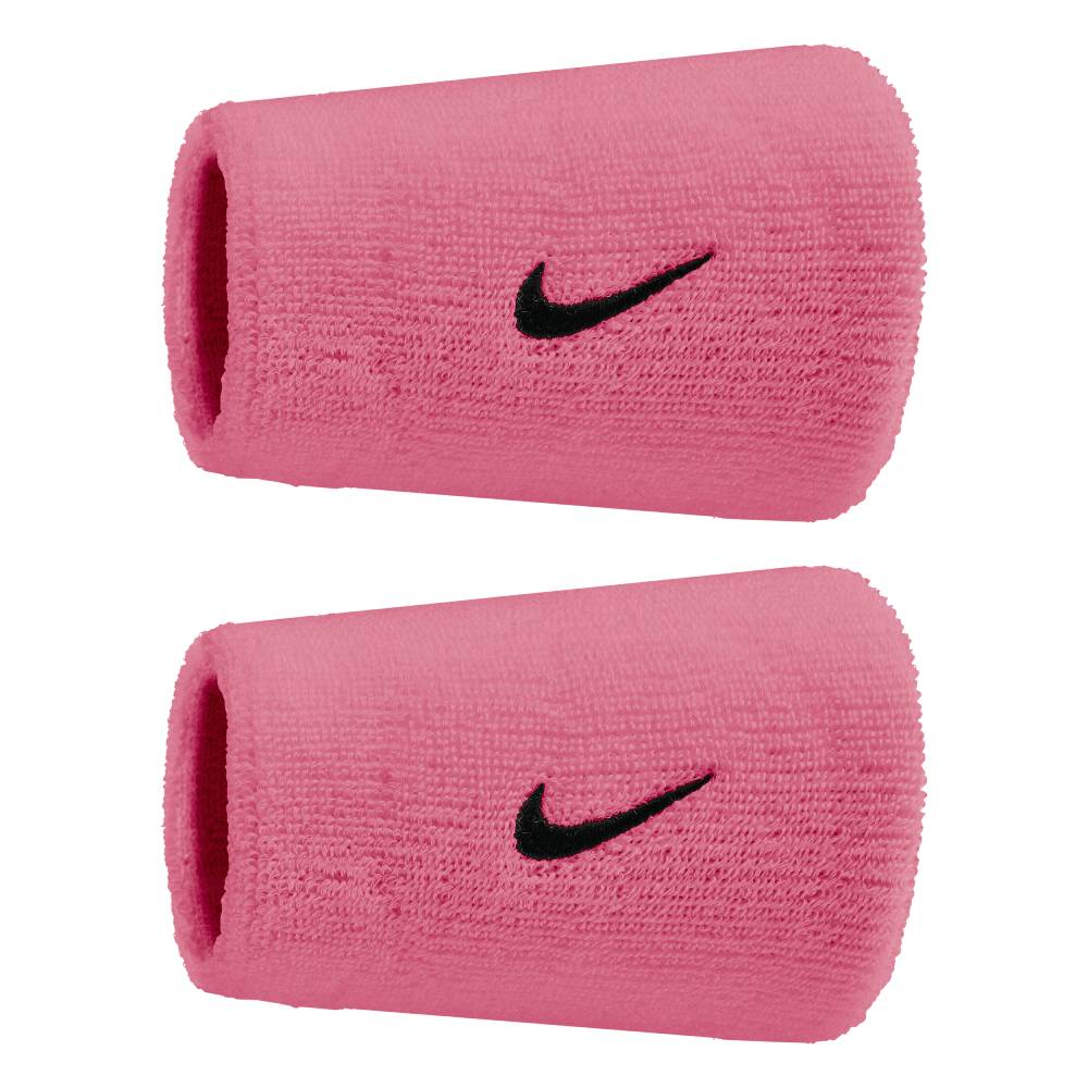 Nike Swoosh Classic Doublewide Wristbands 2PK (Peony/Black) - RacquetGuys.ca
