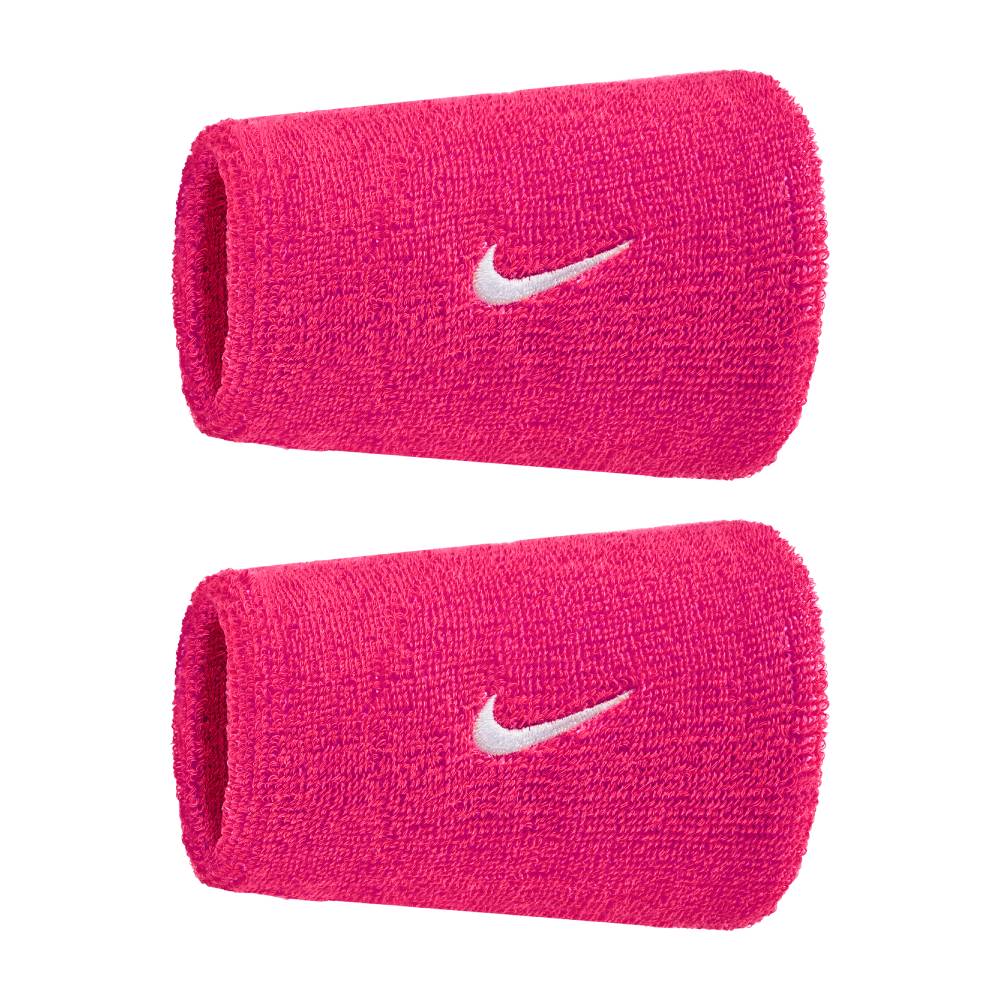 Nike Swoosh Classic Doublewide Wristbands 2 PK (Vivid Pink/White) - RacquetGuys.ca
