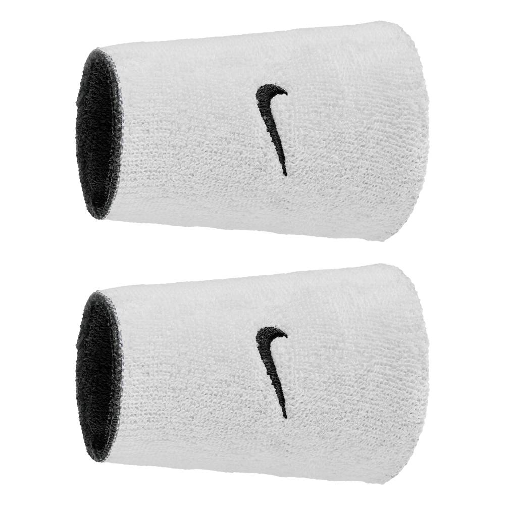 Nike Swoosh Classic Reversible Doublewide Wristbands 2PK (White/Black) - RacquetGuys.ca