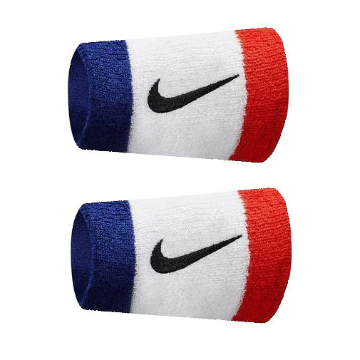 Nike Swoosh Doublewide Wristband 2 Pack (Blue/White/Red)