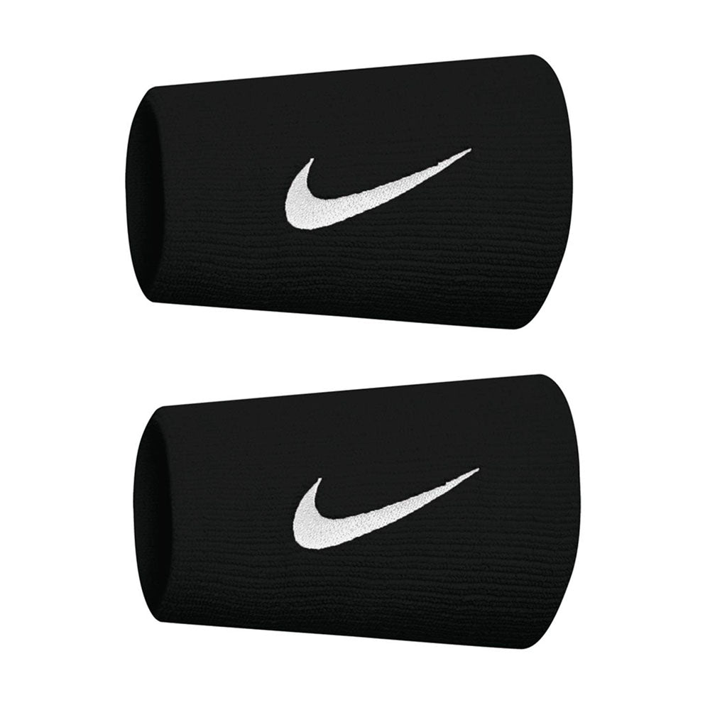 Nike Tennis Premier Doublewide Wristbands (Black/White) - RacquetGuys.ca