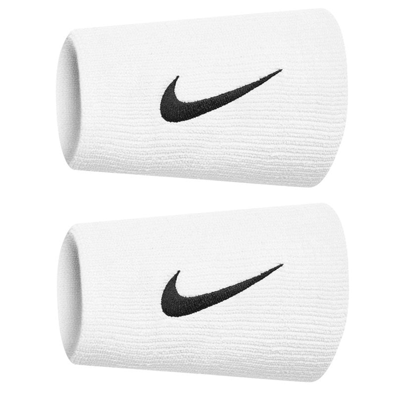 Nike Premier Doublewide Wristbands 2 Pack (White/Black) - RacquetGuys.ca