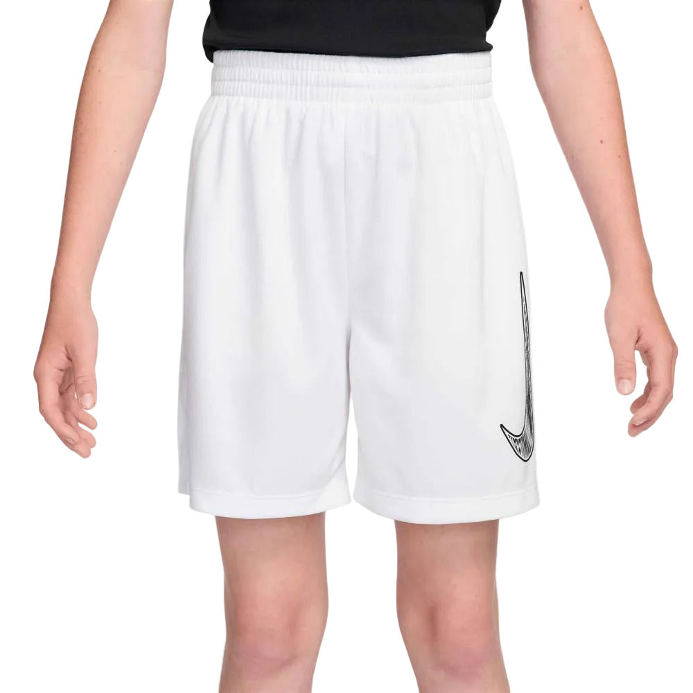 Nike Boy's Dri-FIT Multi Short (White/Black) - RacquetGuys.ca