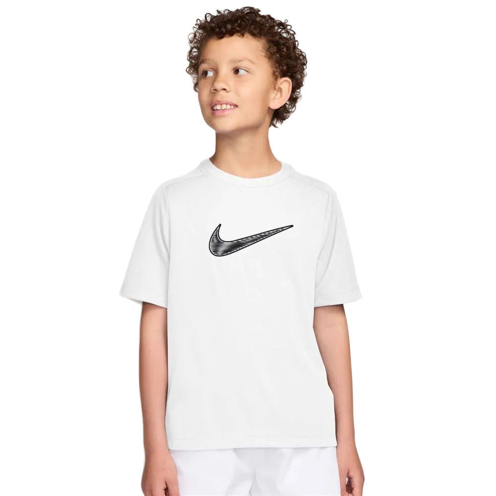 Nike Boy's Dri-FIT Multi Short Sleeve HBR Top (White/Black) - Description - RacquetGuys.ca