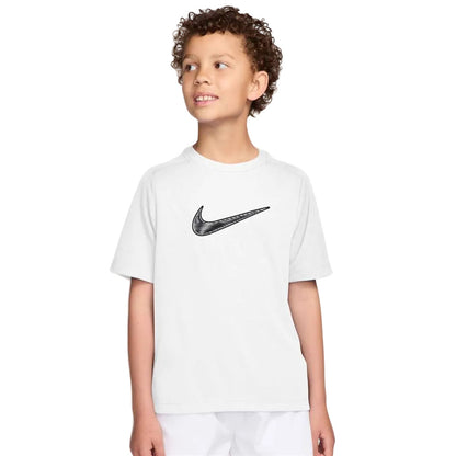 Nike Boy's Dri-FIT Multi Short Sleeve HBR Top (White/Black) - Description - RacquetGuys.ca