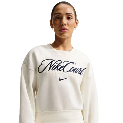 Nike Women's Dri-Fit CRT CLTN Long Sleeve Fleece (Sail/Midnight Navy) - Description - RacquetGuys.ca