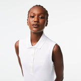 Lacoste Women's Slim Fit Sleeveless Cotton Pique Polo Tank Top (White)--description - RacquetGuys.ca