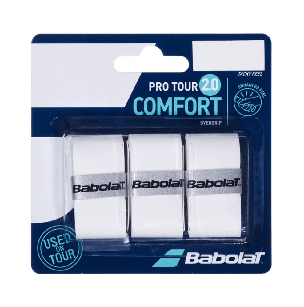 Babolat Pro Tour Overgrip 2.0 3 Pack (White) - RacquetGuys.ca