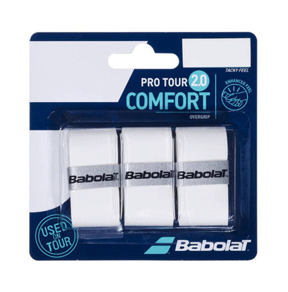 Babolat Pro Tour Overgrip 2.0 3 Pack (White) - RacquetGuys.ca