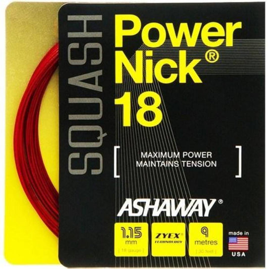 Ashaway PowerNick 18 Squash String (Red) - RacquetGuys.ca