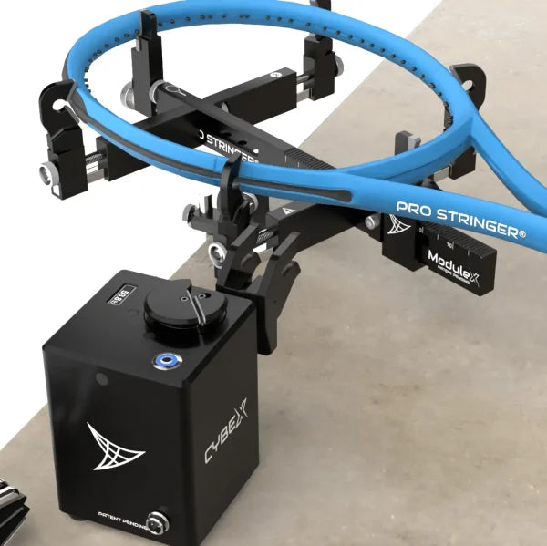 Pro Stringer tennis stringing machine with Cybex branding on a neutral background