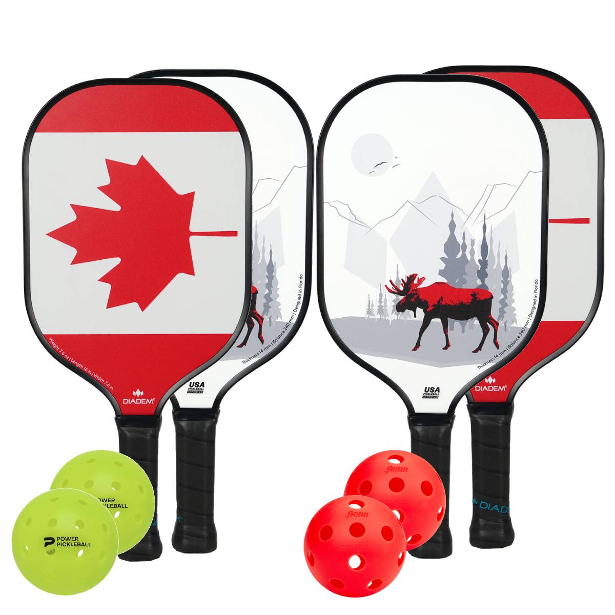 Diadem Riptide Canada 4 Paddle Pickleball Bundle - RacquetGuys.ca