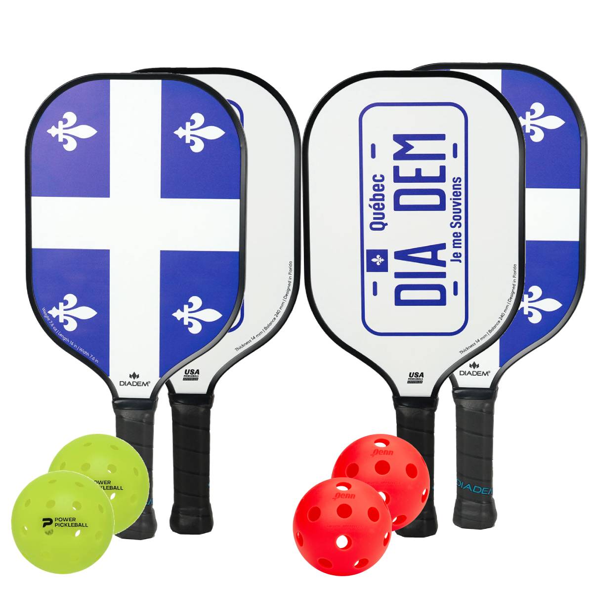 Diadem Riptide Quebec 4 Paddle Pickleball Bundle - RacquetGuys.ca
