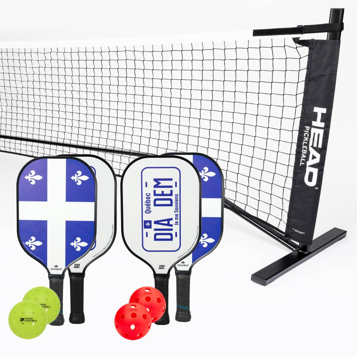Diadem Riptide Quebec 4 Paddle + Net Pickleball Bundle - RacquetGuys.ca