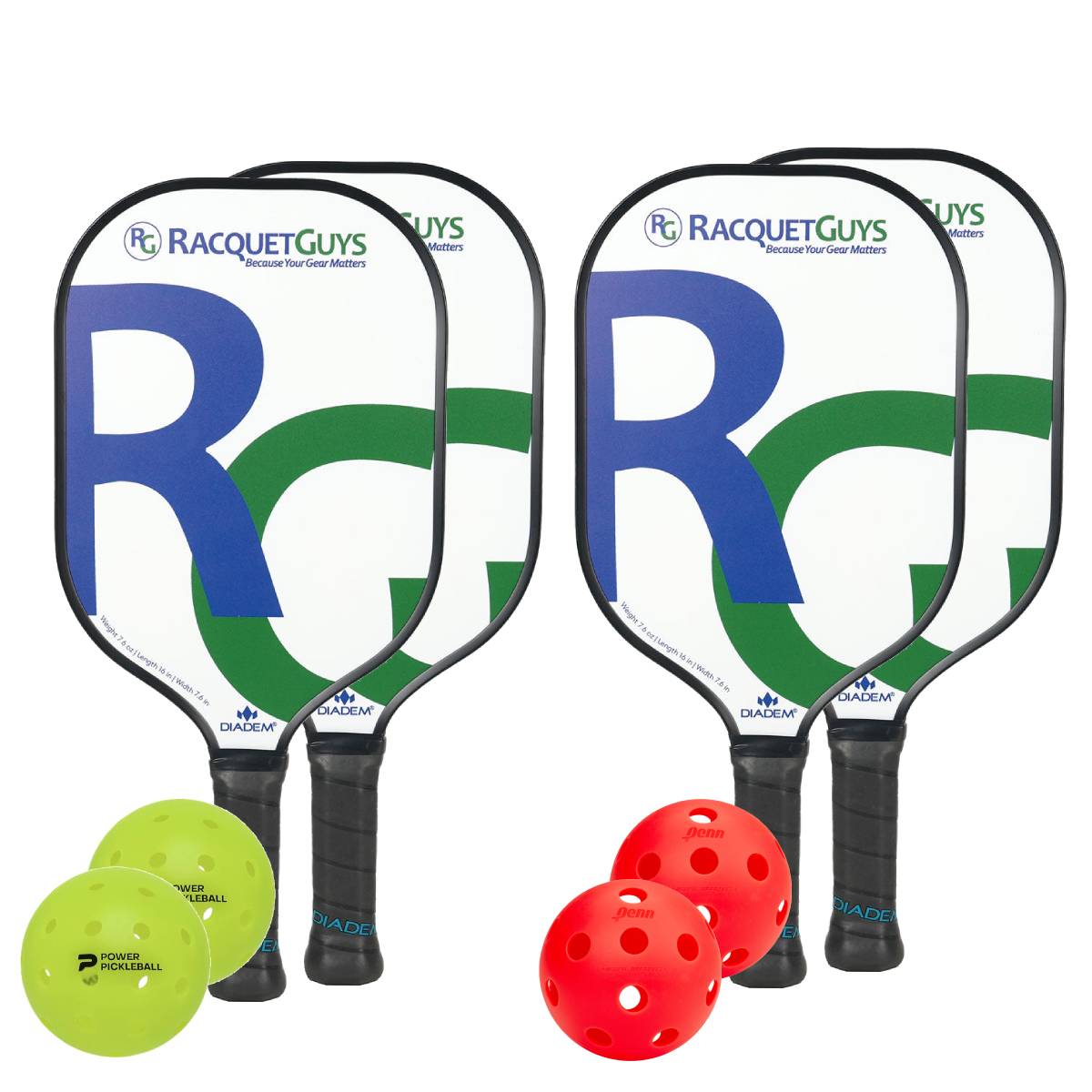 Diadem Riptide RG 4 Paddle Pickleball Bundle - RacquetGuys.ca