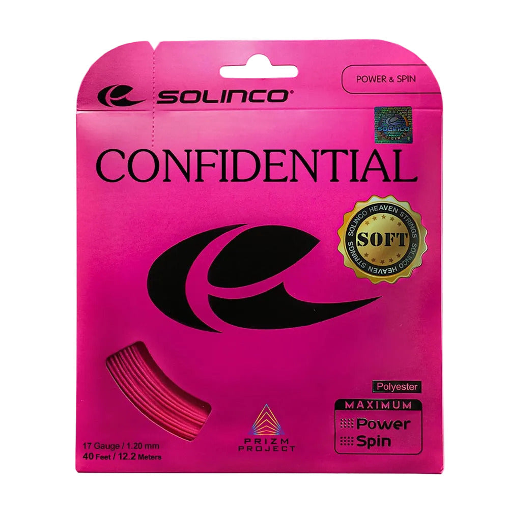 Solinco Confidential Soft 17/1.20 Tennis String (Pink) - RacquetGuys.ca