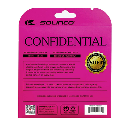 Solinco Confidential Soft 17/1.20 Tennis String (Pink) - RacquetGuys.ca