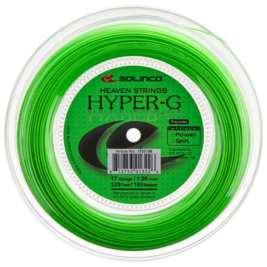 Solinco Hyper-G 17/1.20 Tennis String Mini 100m Reel (Green) - RacquetGuys.ca