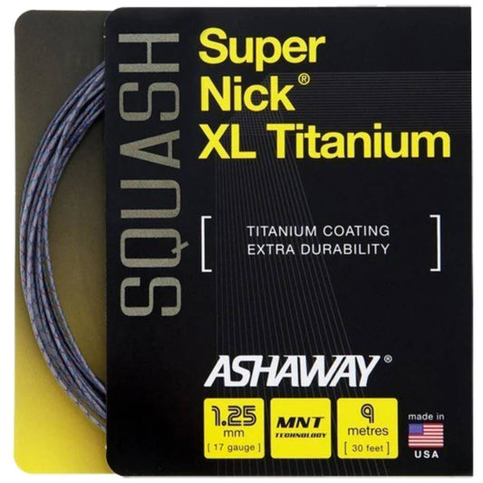 Ashaway SuperNick XL Ti 17 Squash String (Silver/Red/Blue) - RacquetGuys.ca