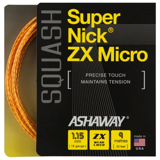Ashaway SuperNick ZX Micro 18 Squash String (Orange) - RacquetGuys.ca