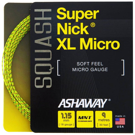 Ashaway SuperNick XL Micro 18 Squash String (Yellow/Red/Blue) - RacquetGuys.ca