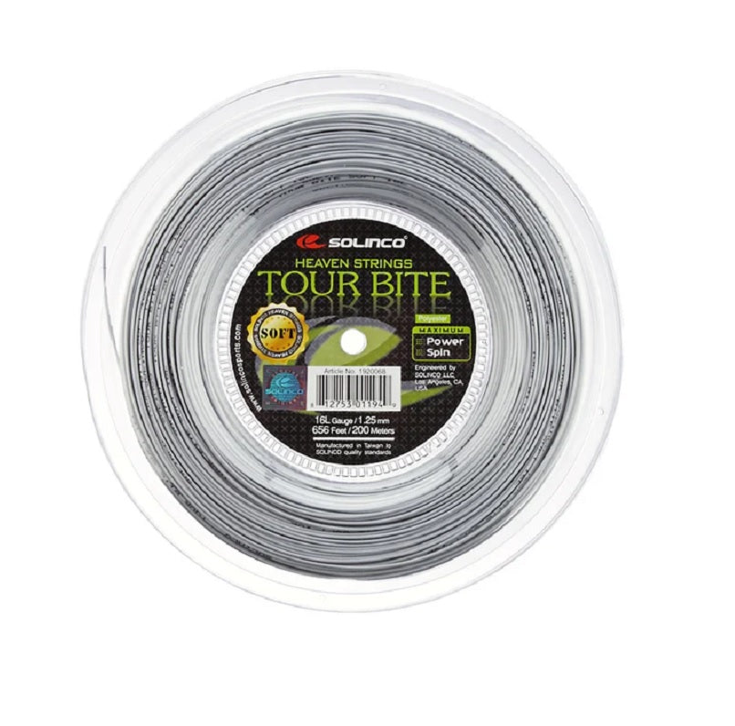 Solinco Tour Bite Soft 16L/1.25 Tennis String Reel (Silver) - RacquetGuys.ca