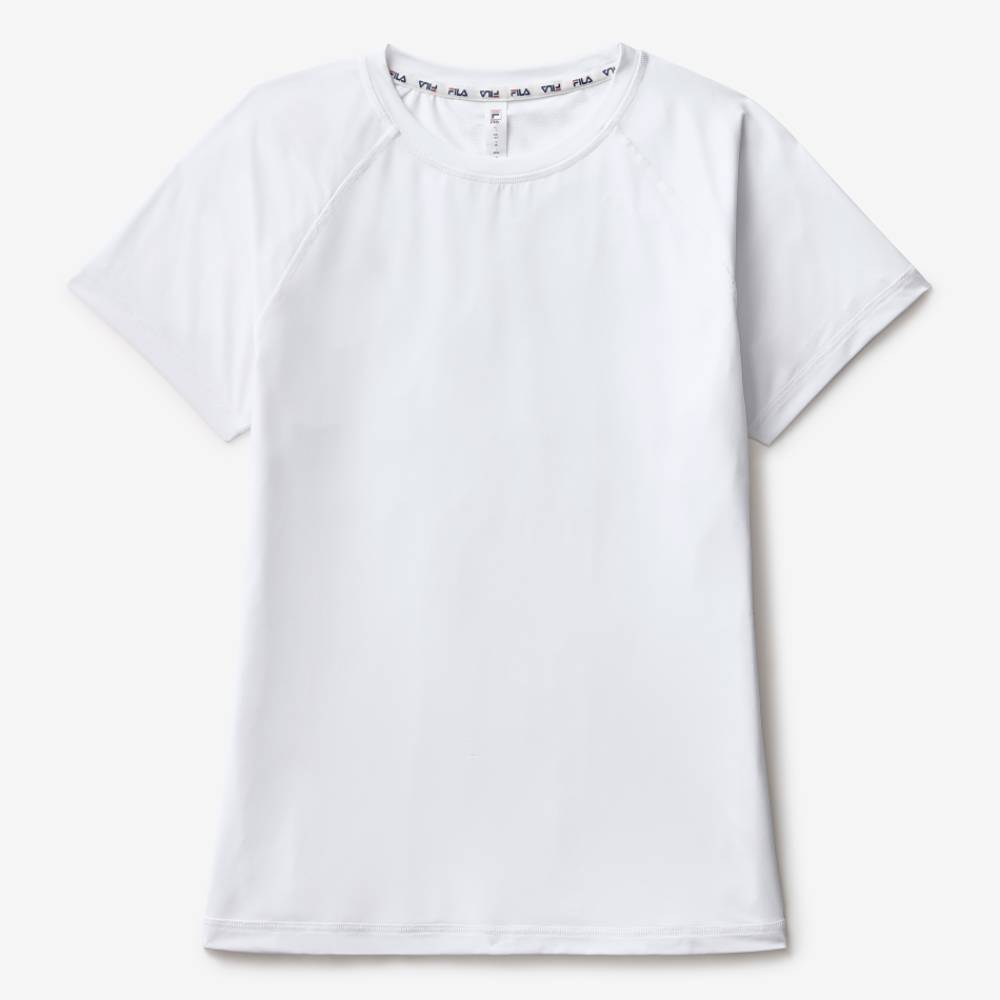 Fila Women's Essentials Short Sleeves Mesh Back Top (White) - RacquetGuys.ca