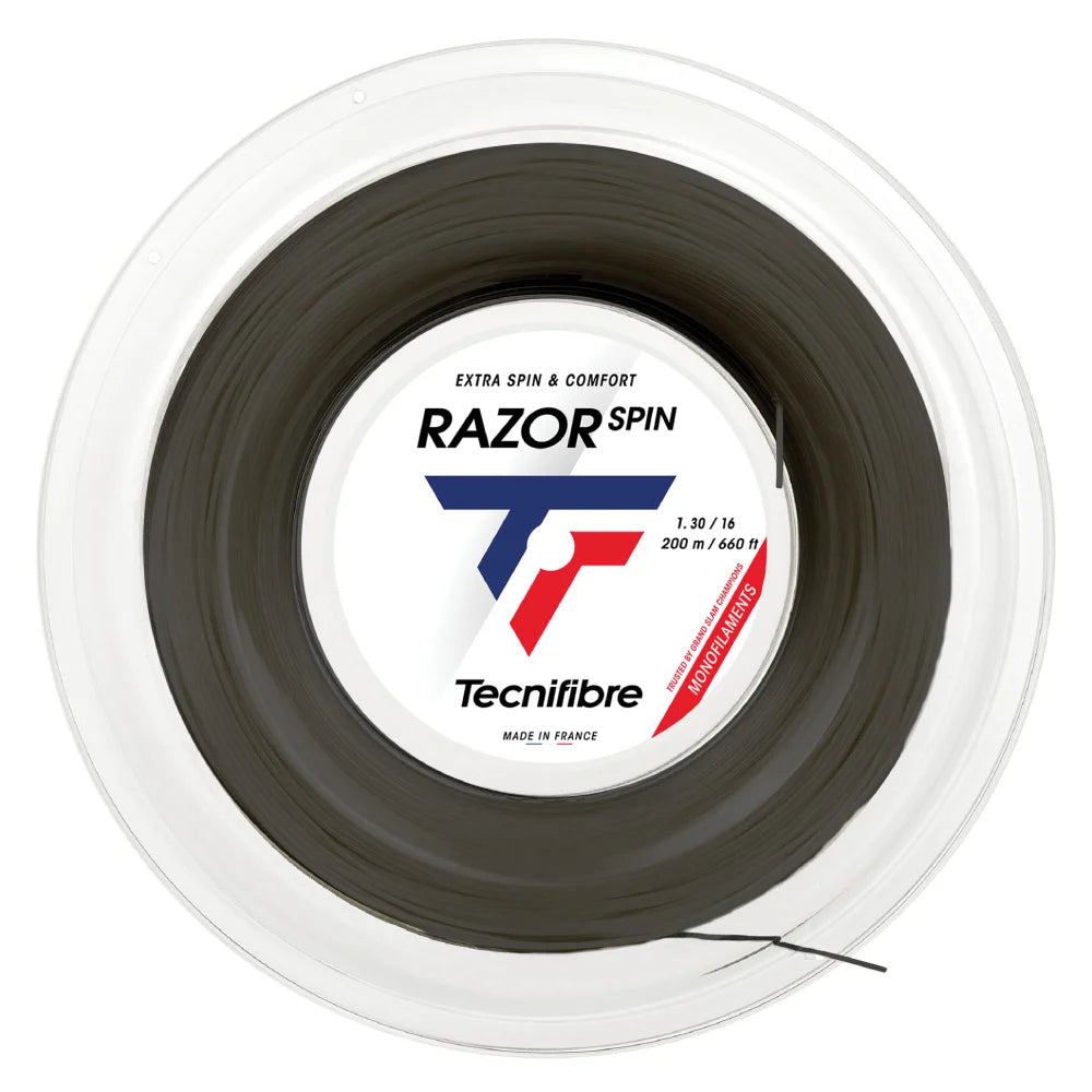 Tecnifibre Razor Spin 16/1.30 Tennis String 200m Reel (Carbon) - RacquetGuys.ca