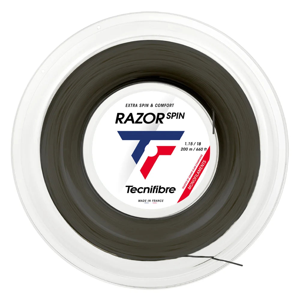 Tecnifibre Razor Spin 18/1.15 Tennis String 200m Reel (Carbon) - RacquetGuys.ca