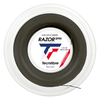 Tecnifibre Razor Spin 18/1.15 Tennis String 200m Reel (Carbon) - RacquetGuys.ca