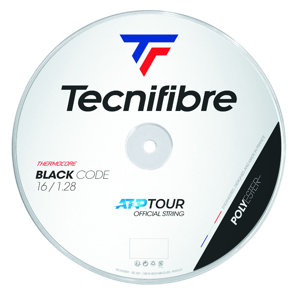 Tecnifibre Black Code 16/1.28 Tennis String Reel (Black) - RacquetGuys.ca