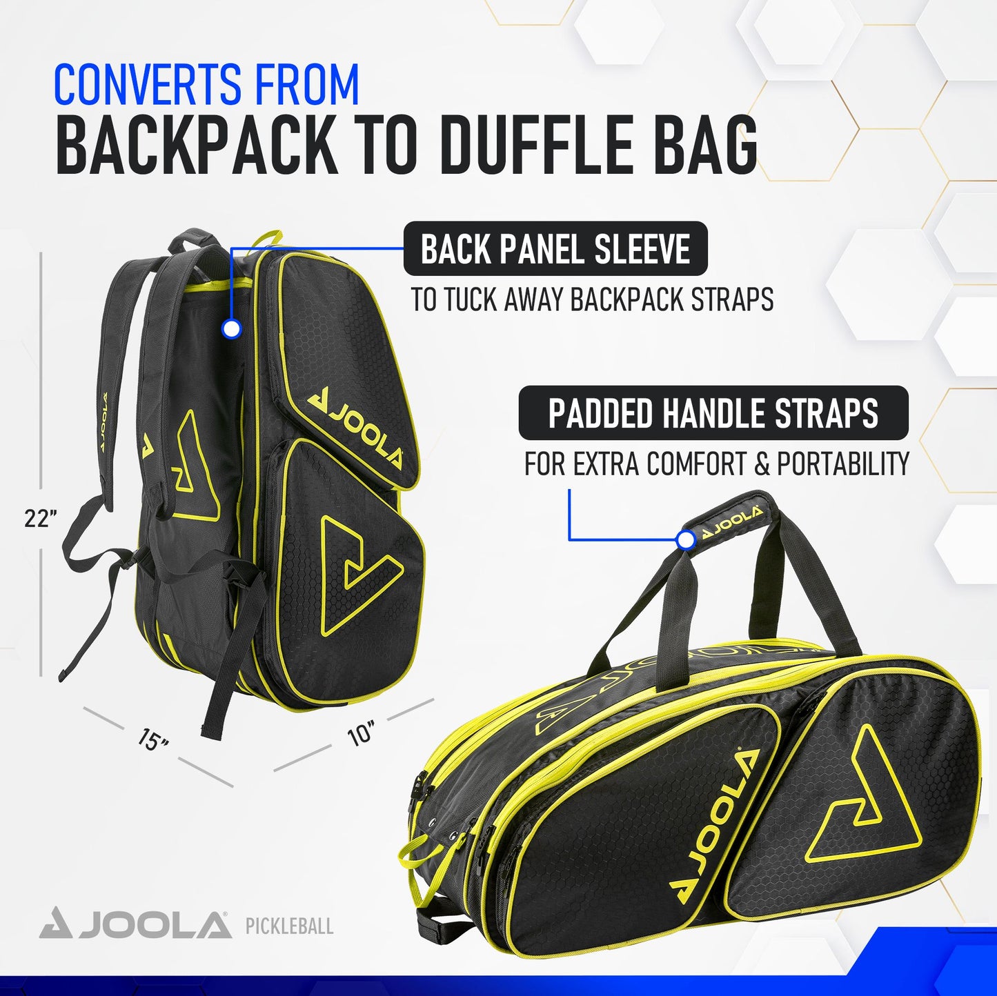 JOOLA Tour Elite Pickleball Bag (Black/Yellow) - RacquetGuys.ca