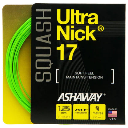 Ashaway UltraNick 17 Squash String (Green) - RacquetGuys.ca