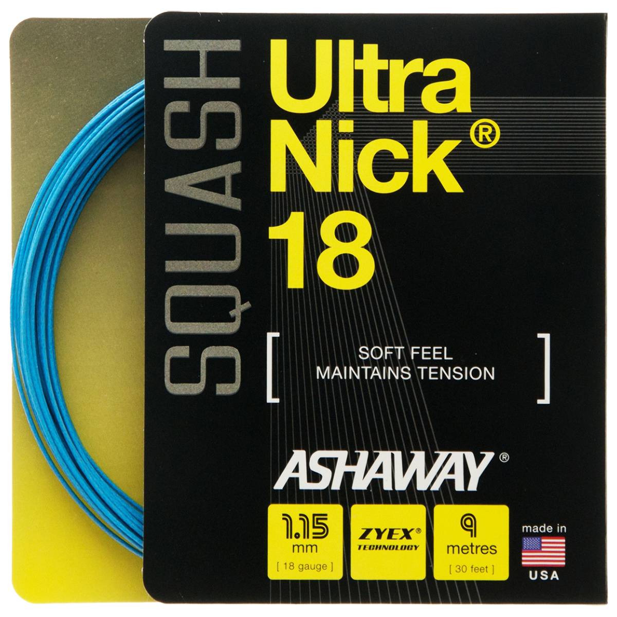 Ashaway UltraNick 18 Squash String (Blue) - RacquetGuys.ca
