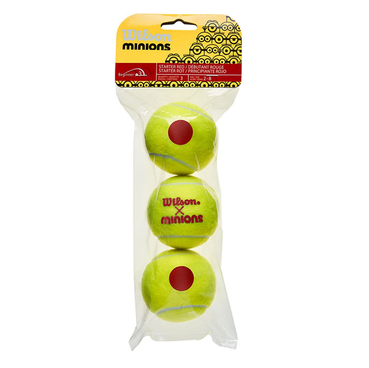 Wilson Minions Stage 3 Red Junior Tennis Balls 3-Pack - RacquetGuys.ca