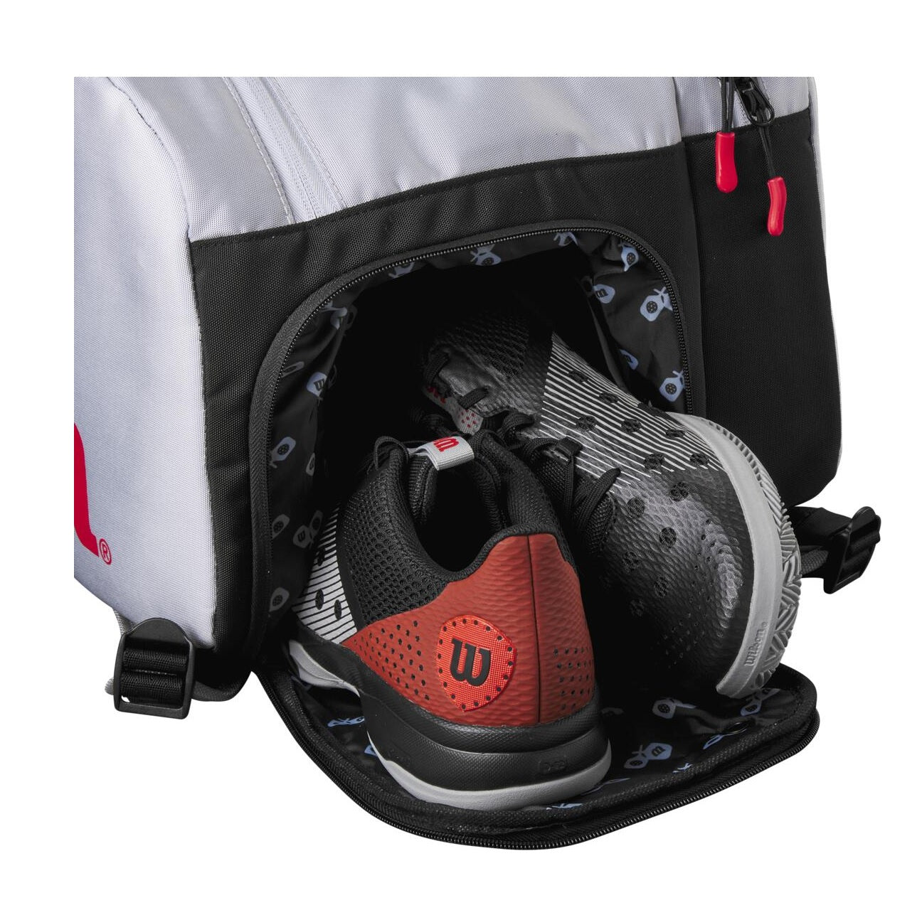 Wilson Super Tour Pickleball Bag (Grey/Black/Red) - RacquetGuys.ca