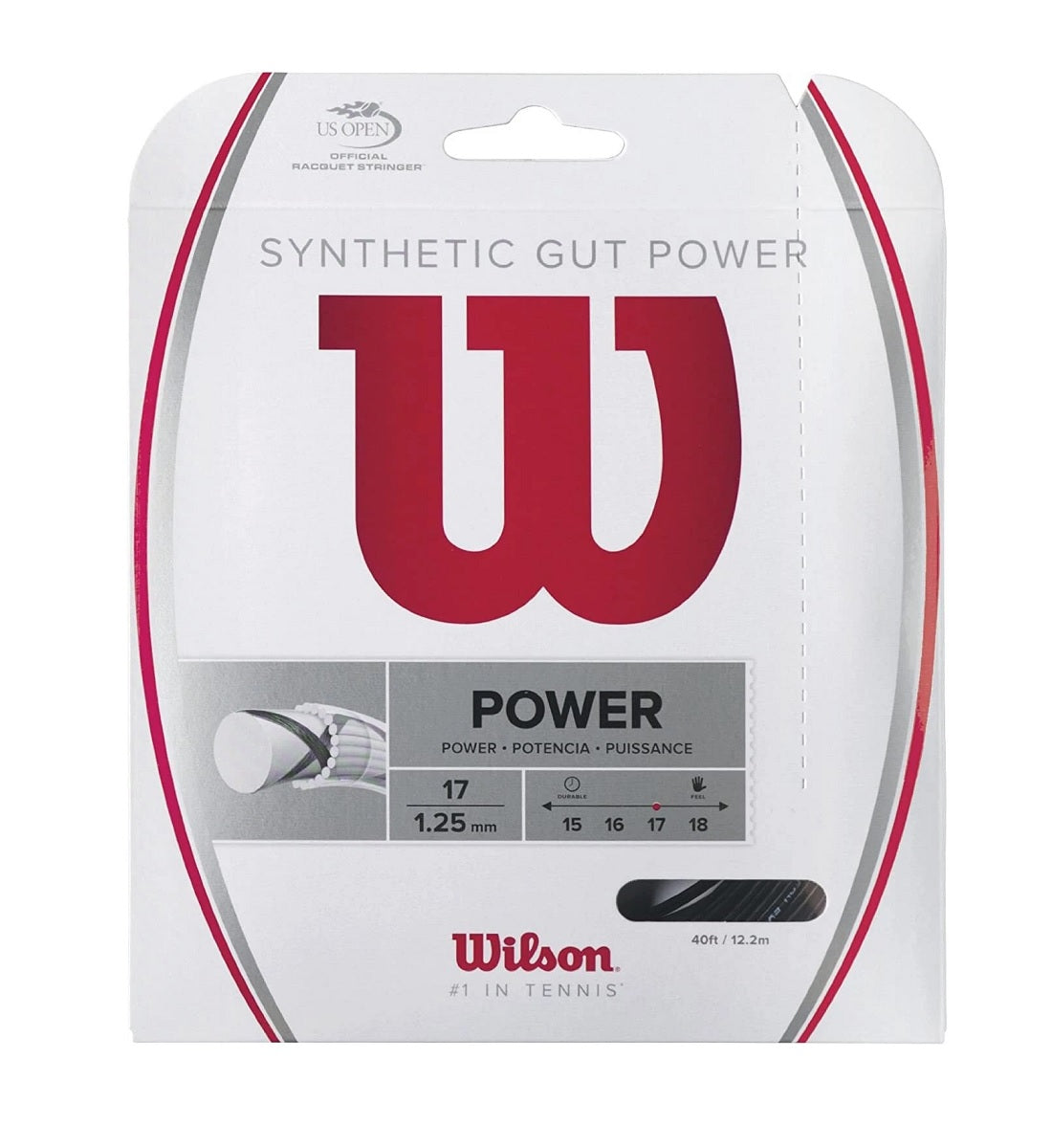 Wilson Synthetic Gut Power 17 Tennis String (Black) - RacquetGuys.ca