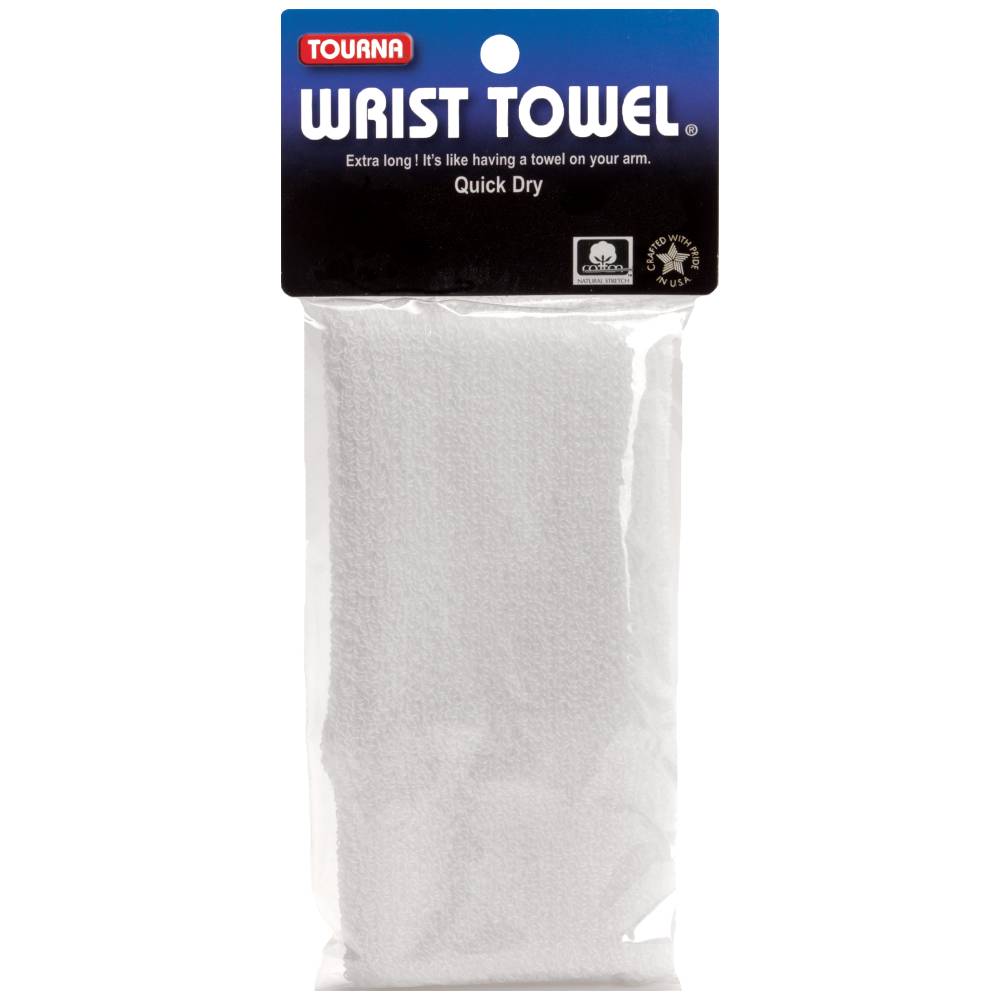Tourna Wrist Towel 6" Extra Wide Wristband (White) - RacquetGuys.ca